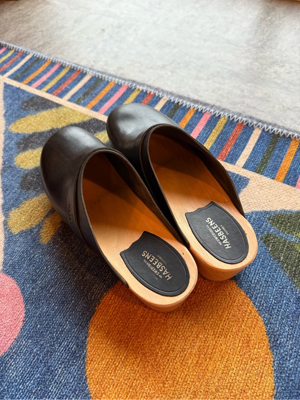 Swedish Hasbeens “Husband” Clogs with Wooden Soles - Picture 3 of 13